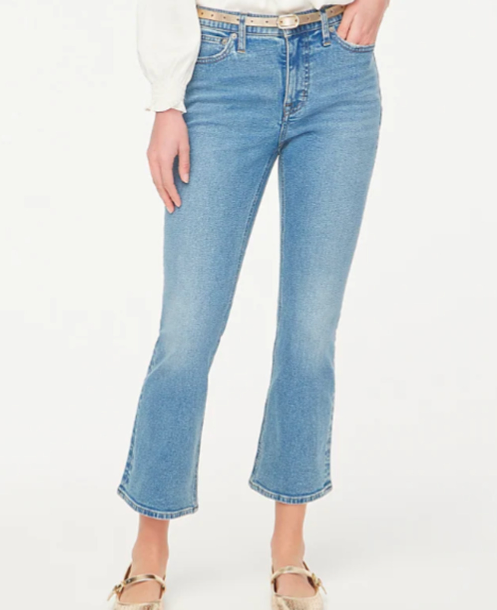J. Crew Jeans Size 24P, All Day Stretch Medium Wash Mid-Rise Flare Crop Jeans
